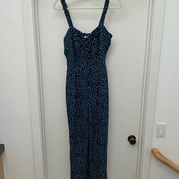 Cotton Candy LA green and white polka dot romper with ruffles straps L - Picture 1 of 16
